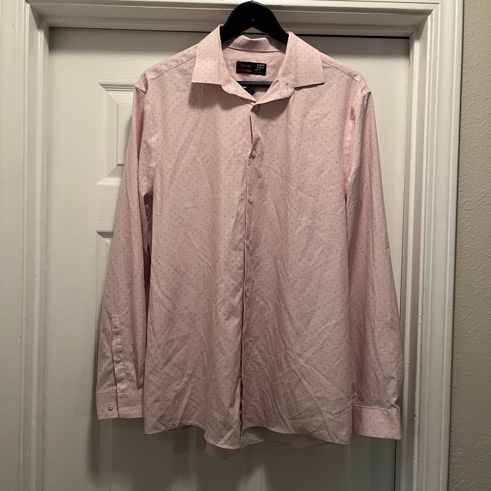 🐠J Ferrar Mens Long Sleeve Button Down Dress Shirt. Super Soft. Large. Slim Fit.